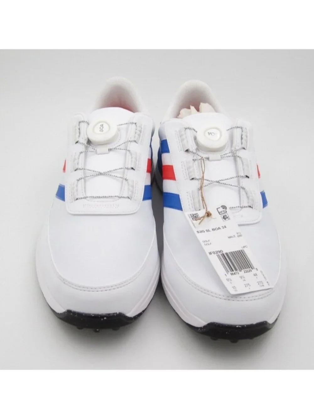 New Adidas Men S2G SL BOA 24 Spikeless White Blue Red Golf Shoes Sz 10US (F9)